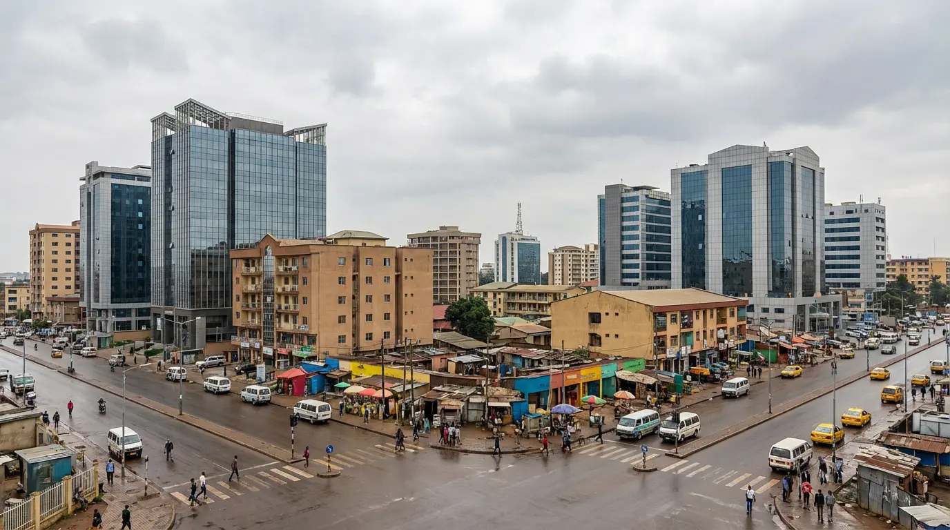 Modern African business district representing economic growth opportunities